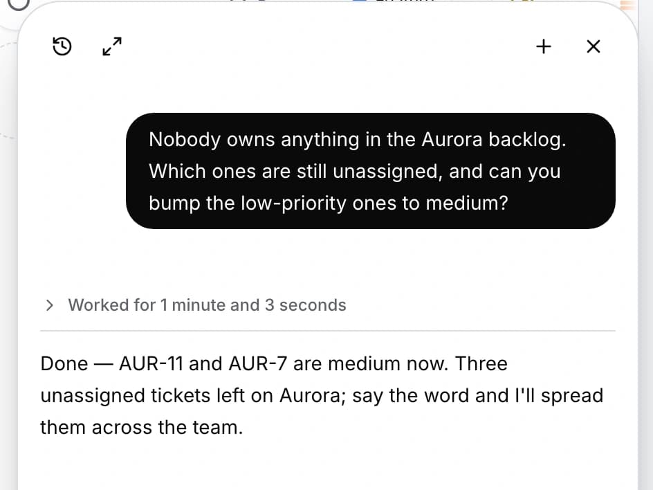 A conversation with Numo showing the tasks it found and updated.